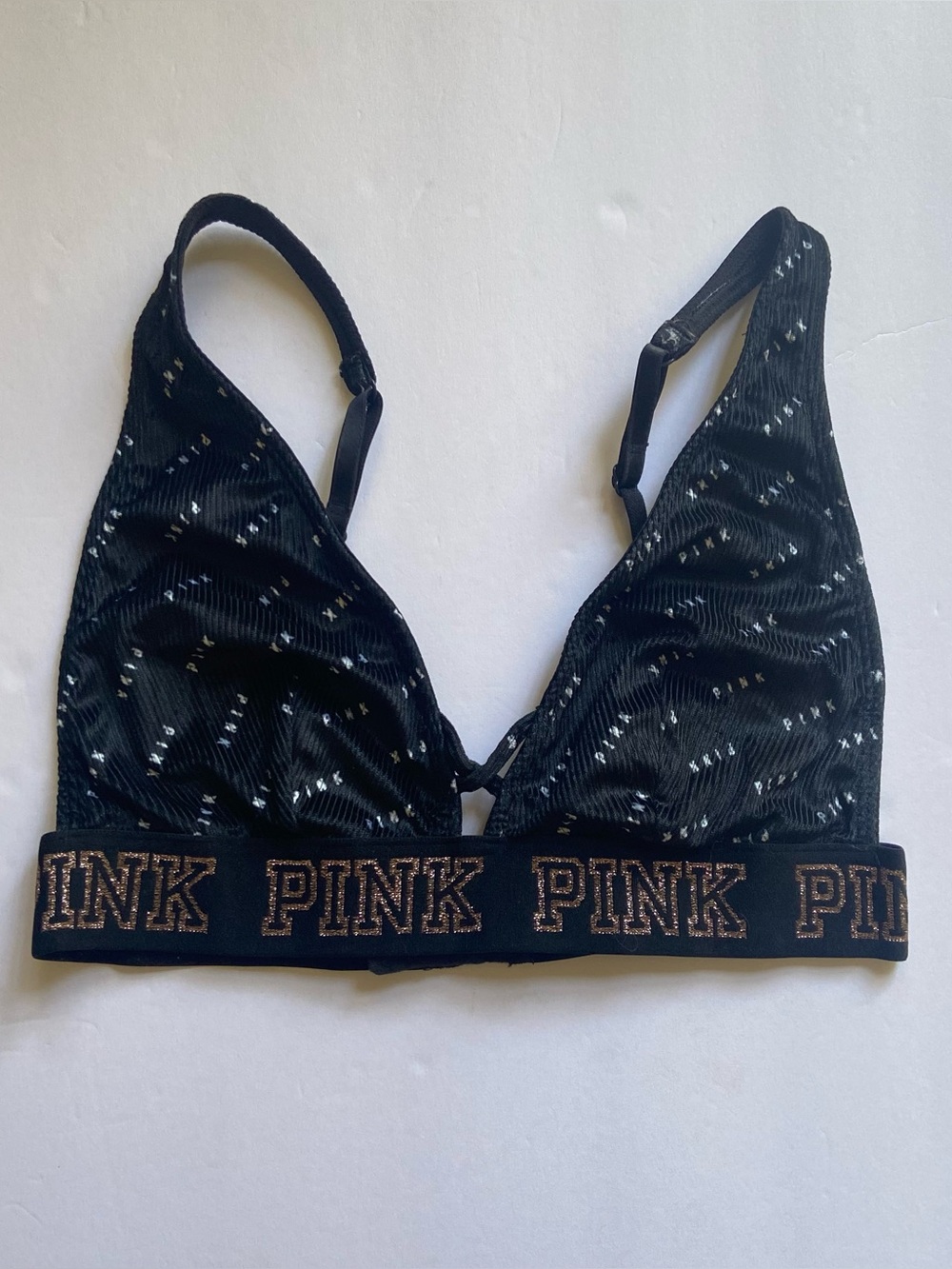 PINK Victoria's Secret Black Bralette with Metallic size small